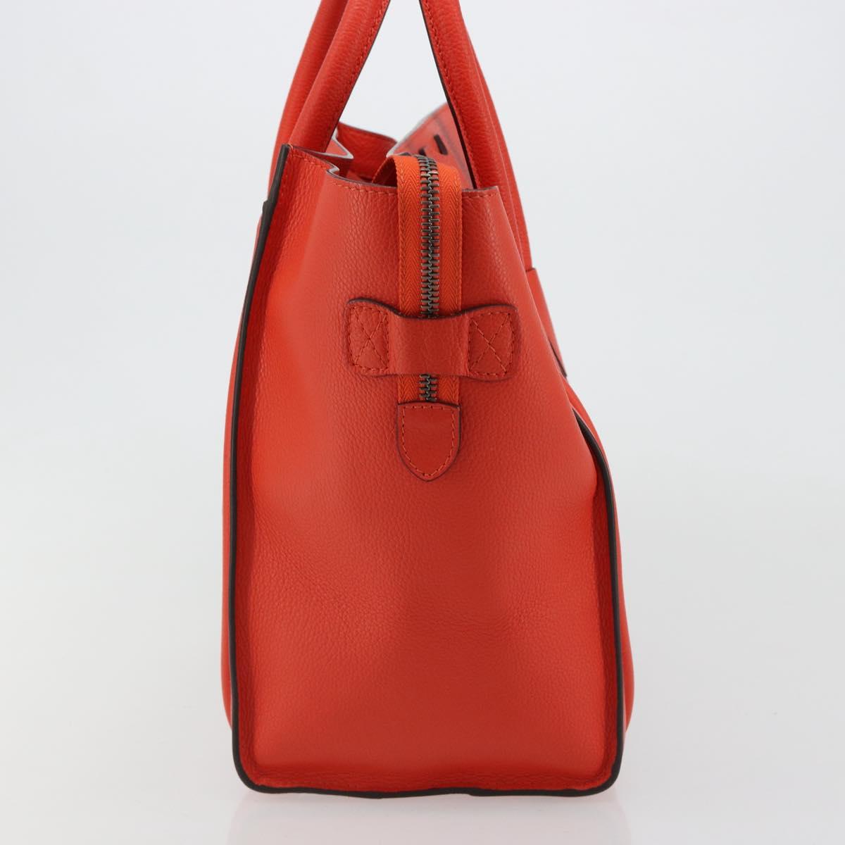 CELINE Luggage Mini Shopper Hand Bag Leather Orange Silver Auth ep14630A
