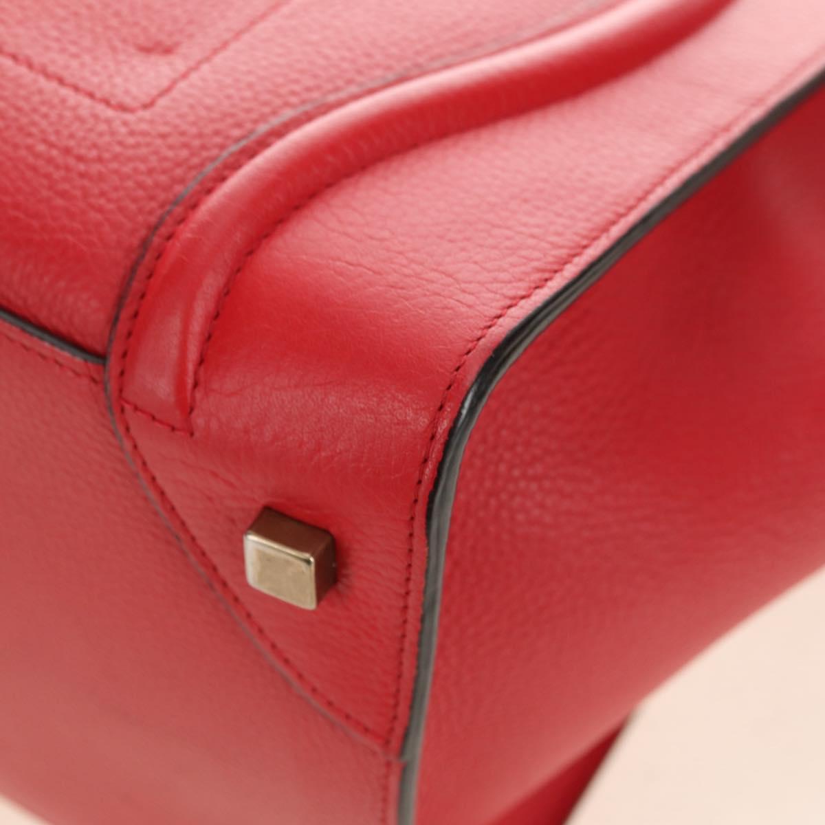 CELINE Luggage Mini Shopper Hand Bag Leather Red Gold Auth ep14631M