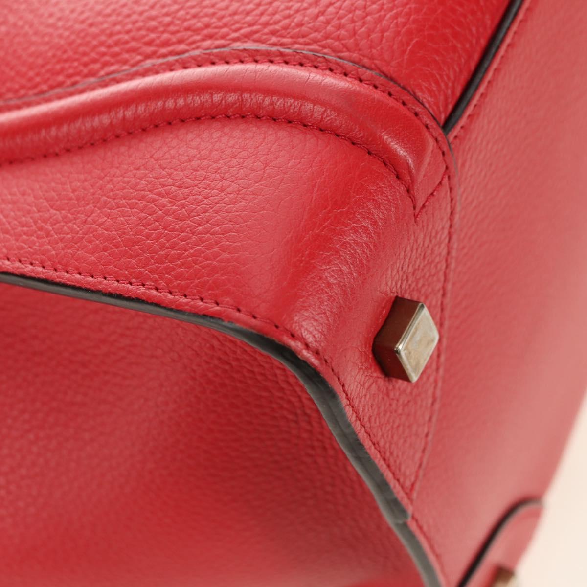 CELINE Luggage Mini Shopper Hand Bag Leather Red Gold Auth ep14631M