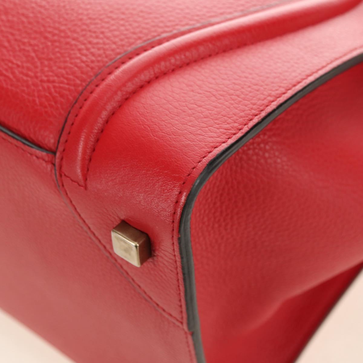 CELINE Luggage Mini Shopper Hand Bag Leather Red Gold Auth ep14631M