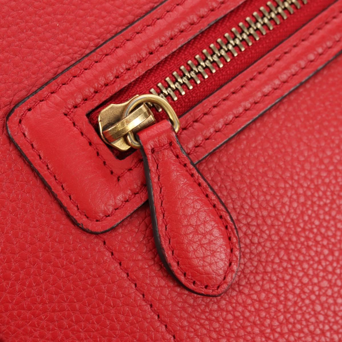 CELINE Luggage Mini Shopper Hand Bag Leather Red Gold Auth ep14631M