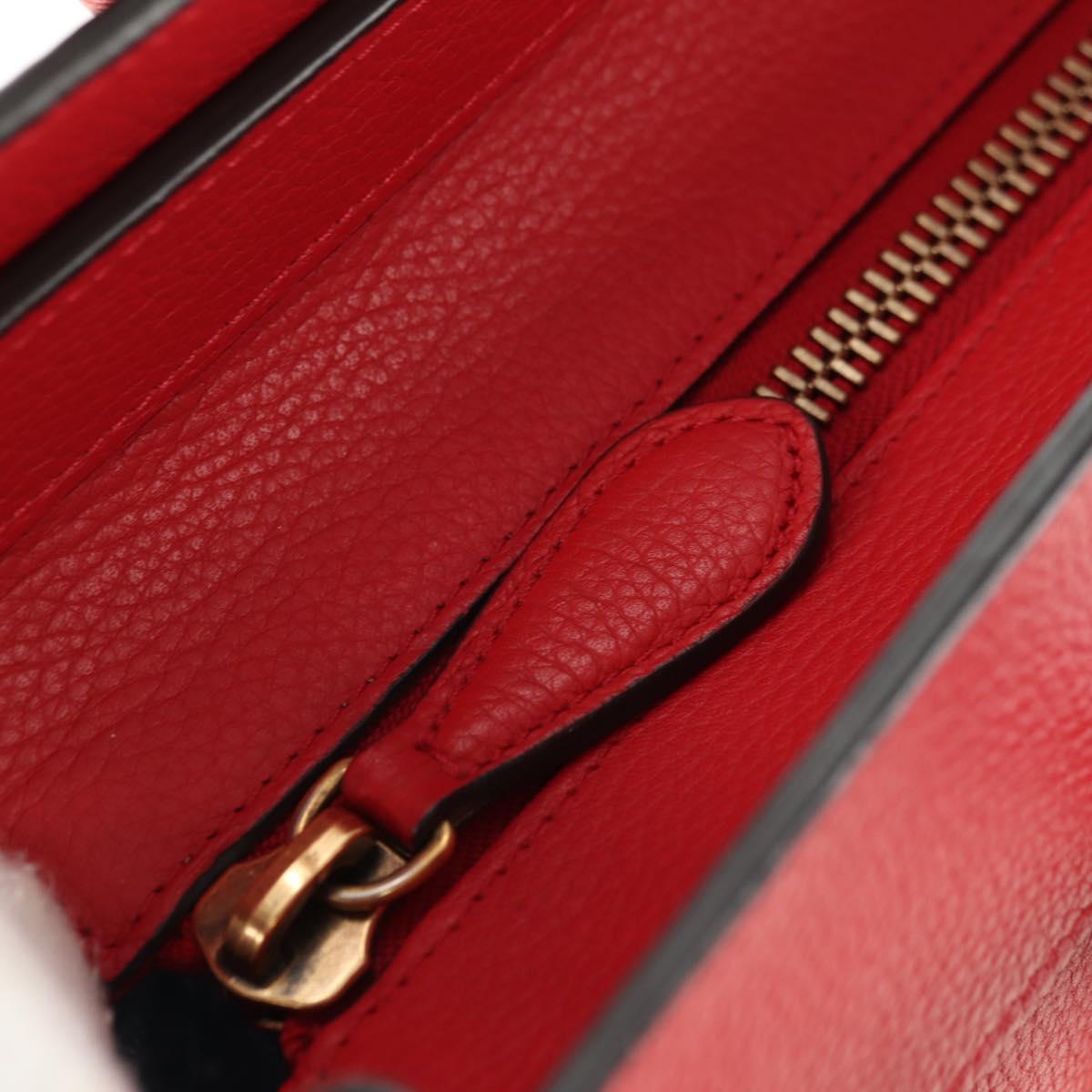 CELINE Luggage Mini Shopper Hand Bag Leather Red Gold Auth ep14631M