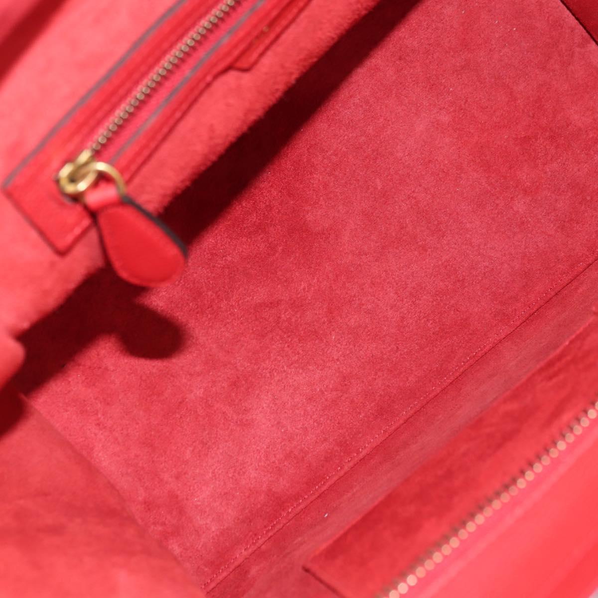 CELINE Luggage Mini Shopper Hand Bag Leather Red Gold Auth ep14631M