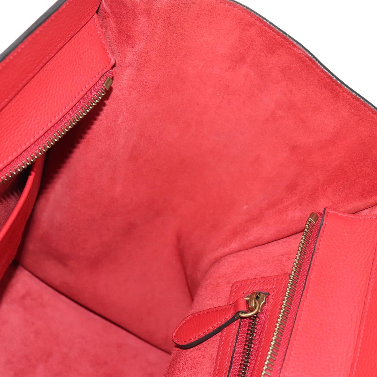CELINE Luggage Mini Shopper Hand Bag Leather Red Gold Auth ep14631M