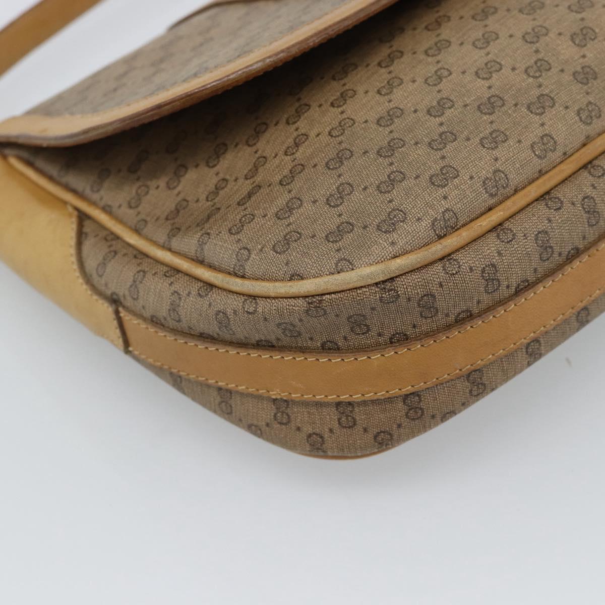 GUCCI Micro GG Supreme Shoulder Bag PVC Beige Gold Auth ep14632