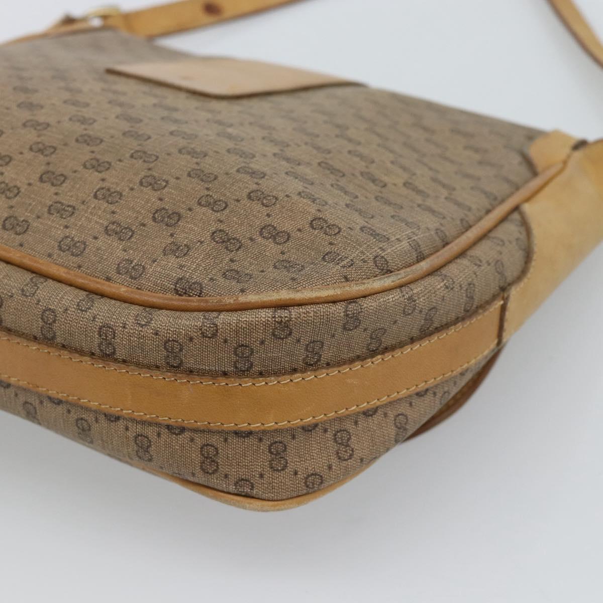 GUCCI Micro GG Supreme Shoulder Bag PVC Beige Gold Auth ep14632