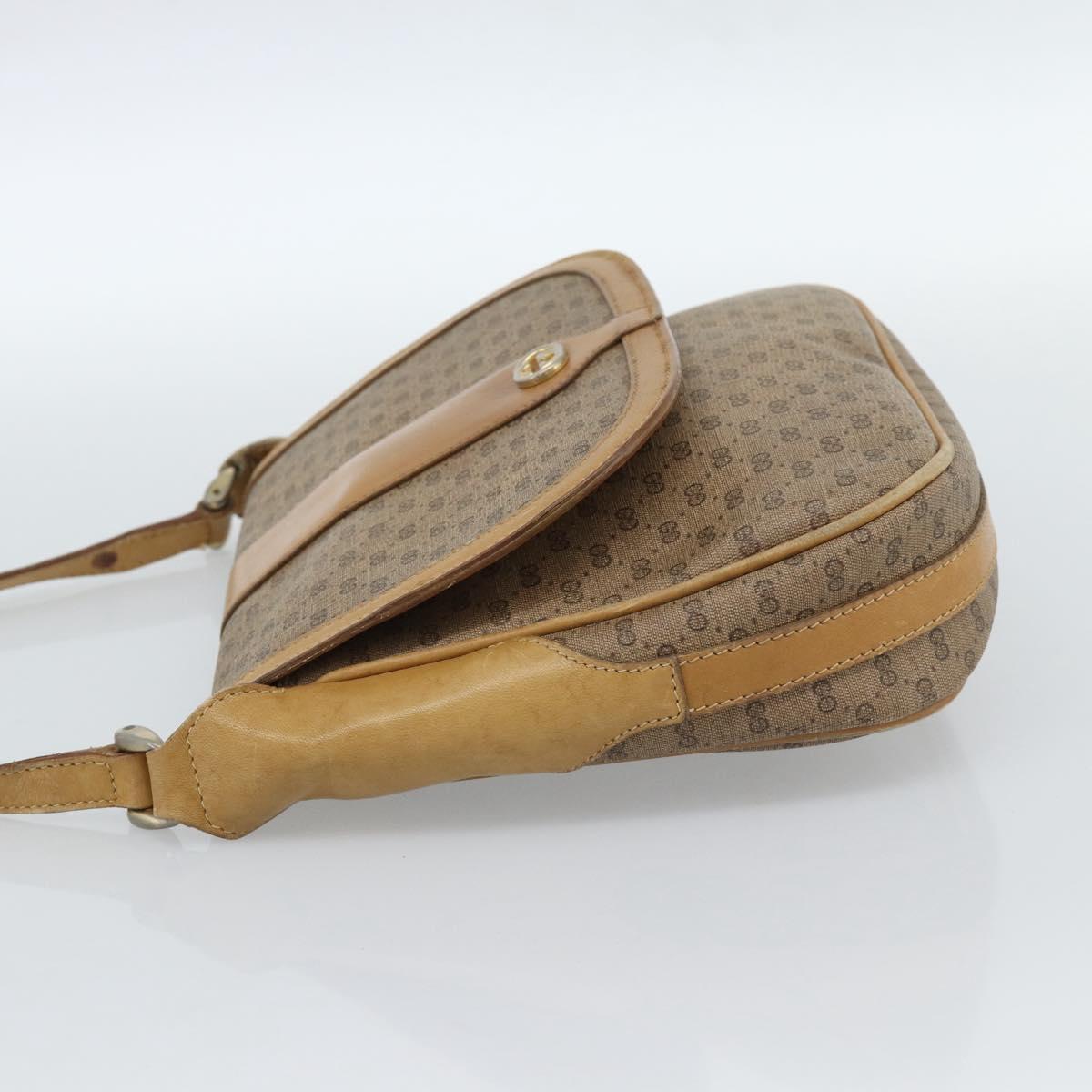 GUCCI Micro GG Supreme Shoulder Bag PVC Beige Gold Auth ep14632