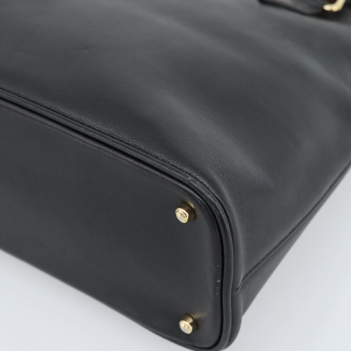 GUCCI Bamboo Hand Bag Leather 2way Black Gold 000 0289 Auth ep14633
