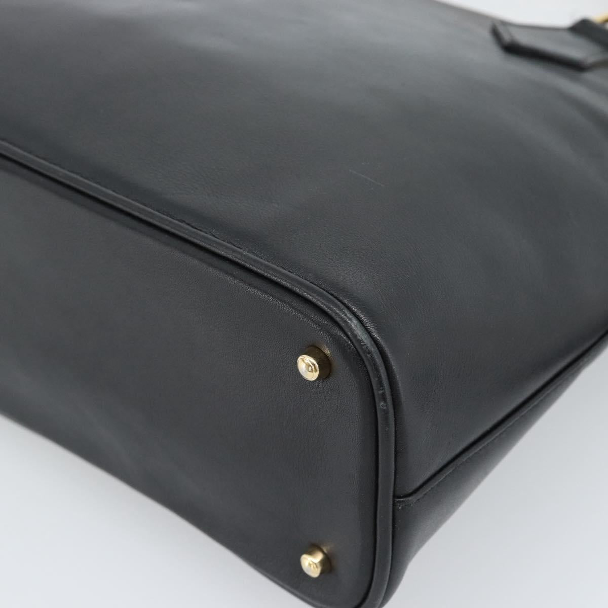 GUCCI Bamboo Hand Bag Leather 2way Black Gold 000 0289 Auth ep14633
