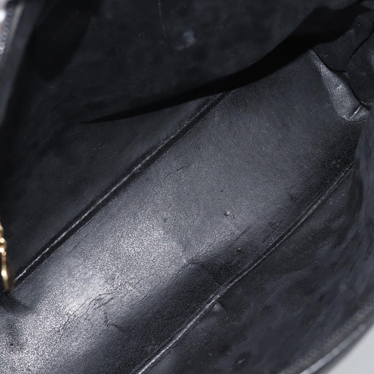 GUCCI Bamboo Hand Bag Leather 2way Black Gold 000 0289 Auth ep14633