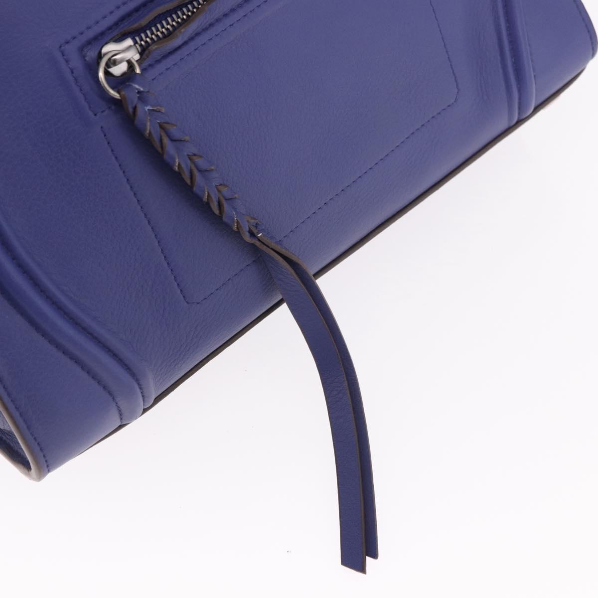 CELINE Luggage Phantom Hand Bag Leather Blue Silver Auth ep14638A