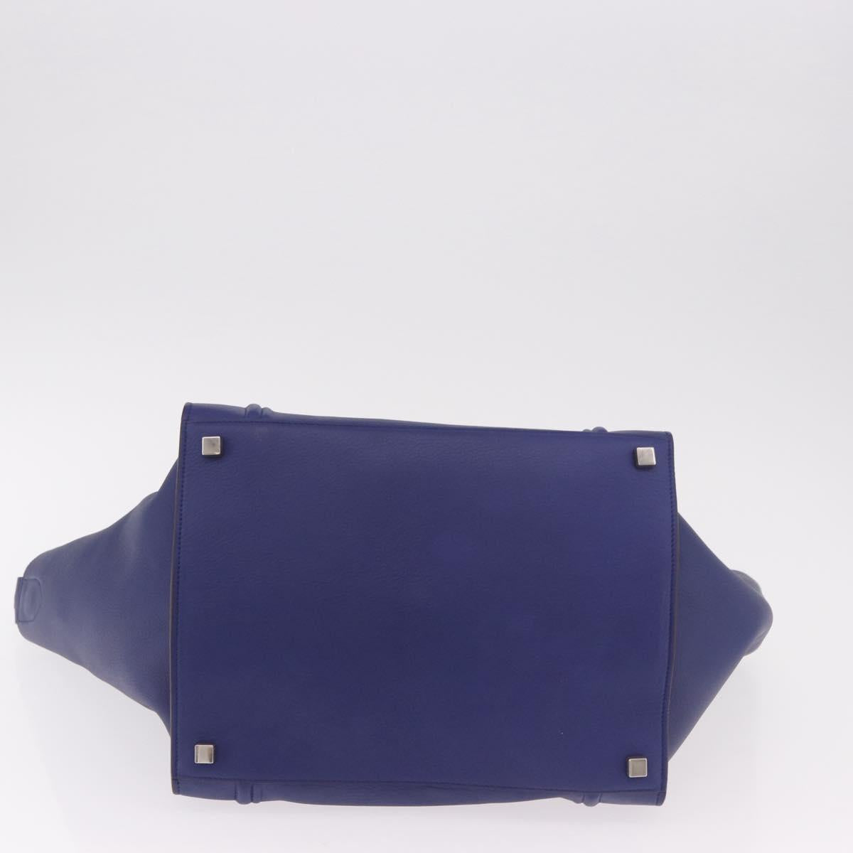 CELINE Luggage Phantom Hand Bag Leather Blue Silver Auth ep14638A