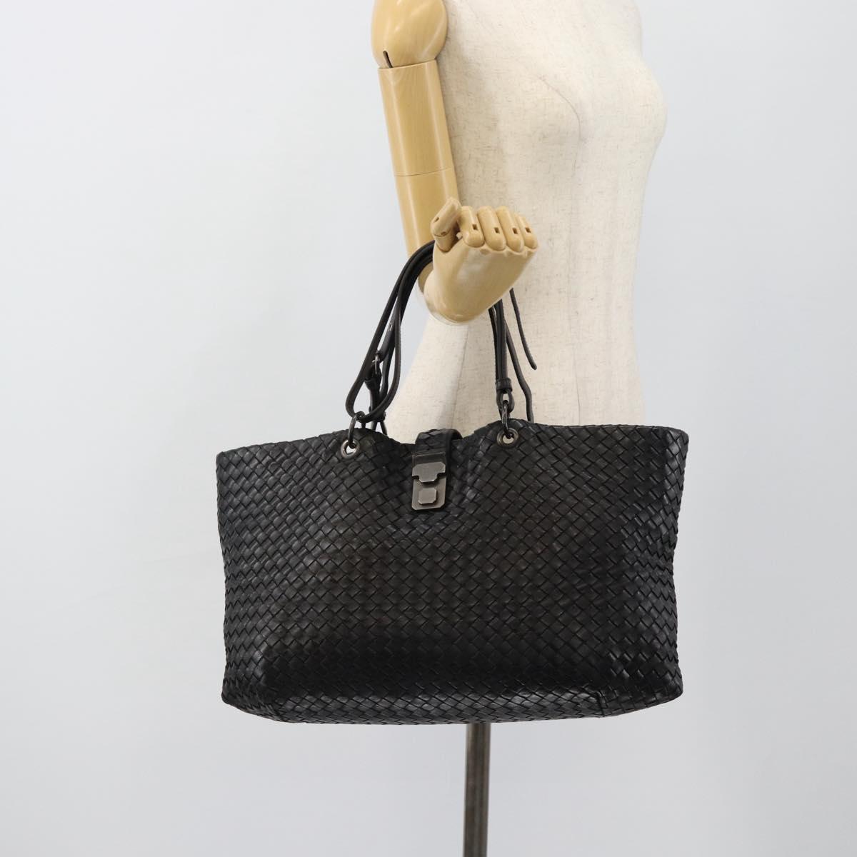 BOTTEGA VENETA INTRECCIATO Tote Bag Leather Black Auth ep14639A