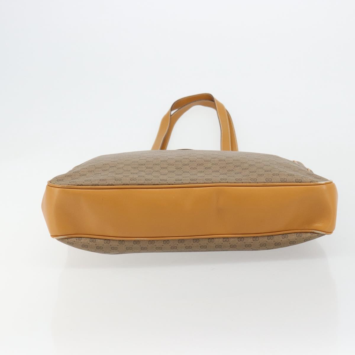 GUCCI Micro GG Supreme Tote Bag PVC Beige Gold Auth ep14645