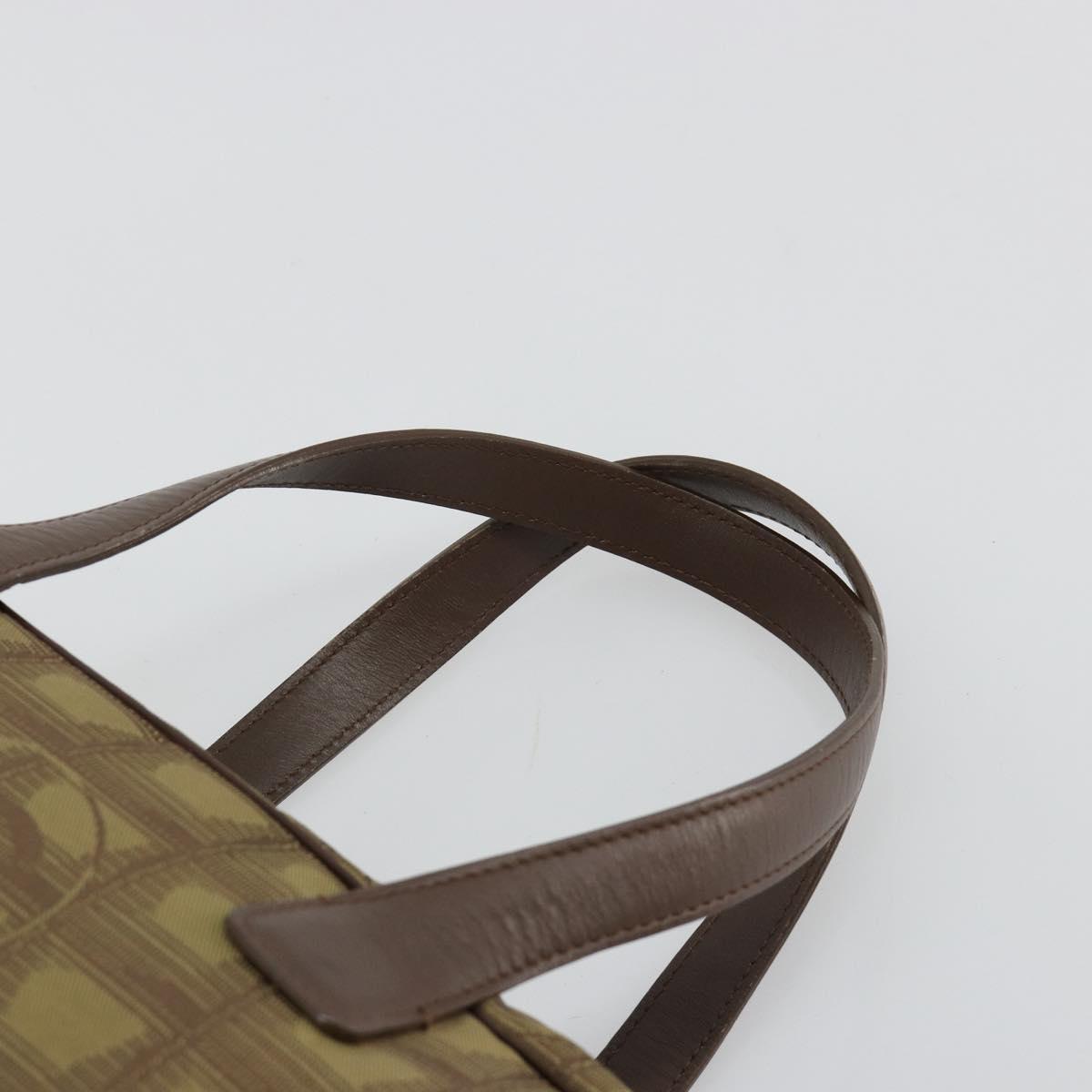CHANEL New Travel Line Hand Bag Canvas Khaki Silver CC Auth ep14646A