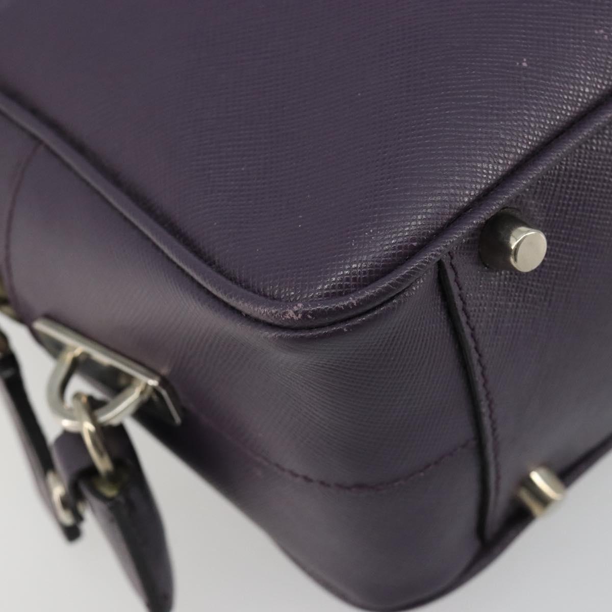 PRADA Hand Bag Safiano Leather Purple Silver Auth ep14648A