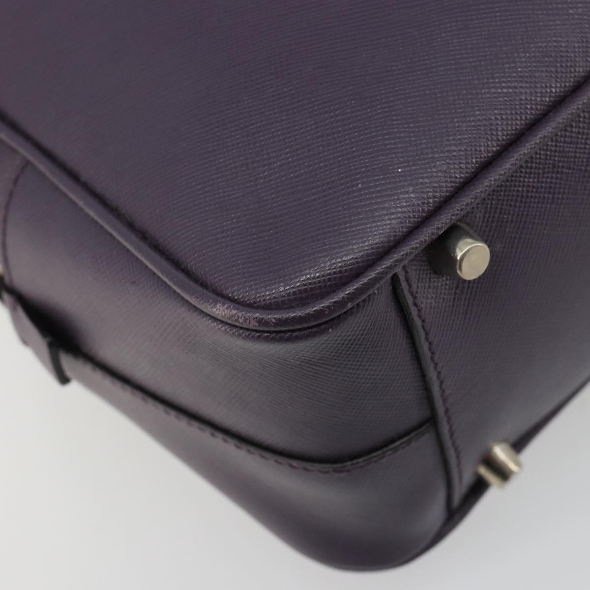 PRADA Hand Bag Safiano Leather Purple Silver Auth ep14648A