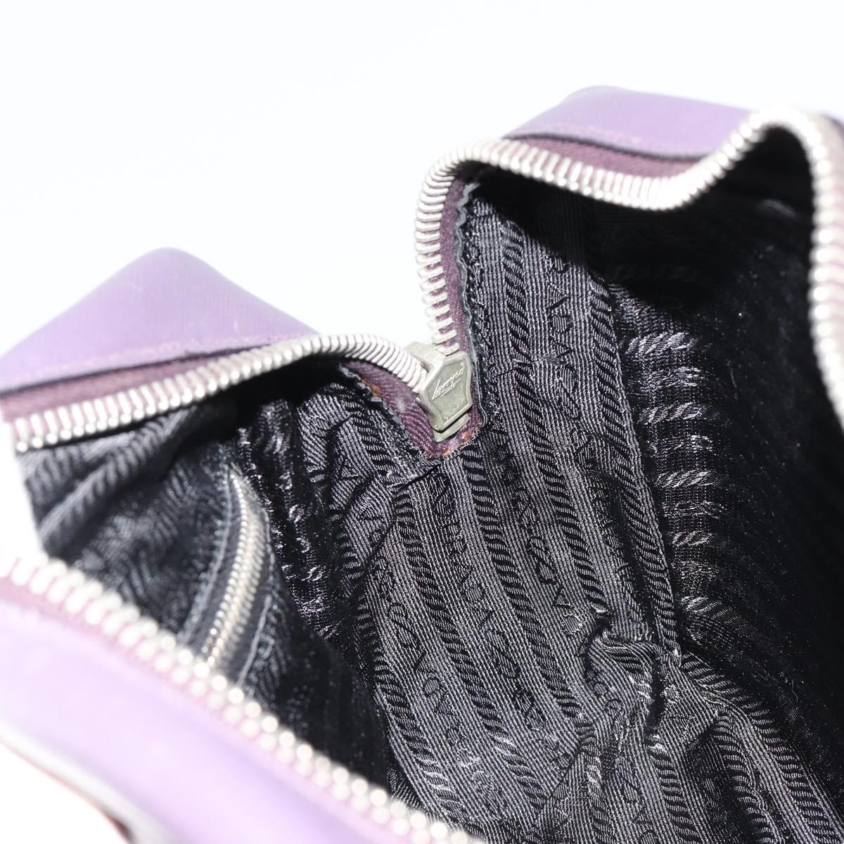 PRADA Hand Bag Safiano Leather Purple Silver Auth ep14648A