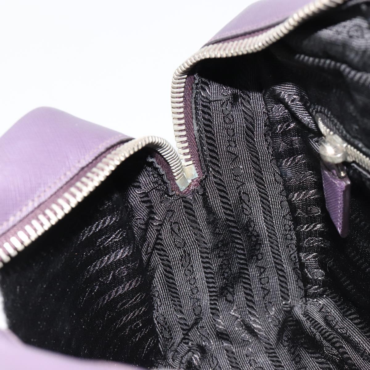 PRADA Hand Bag Safiano Leather Purple Silver Auth ep14648A