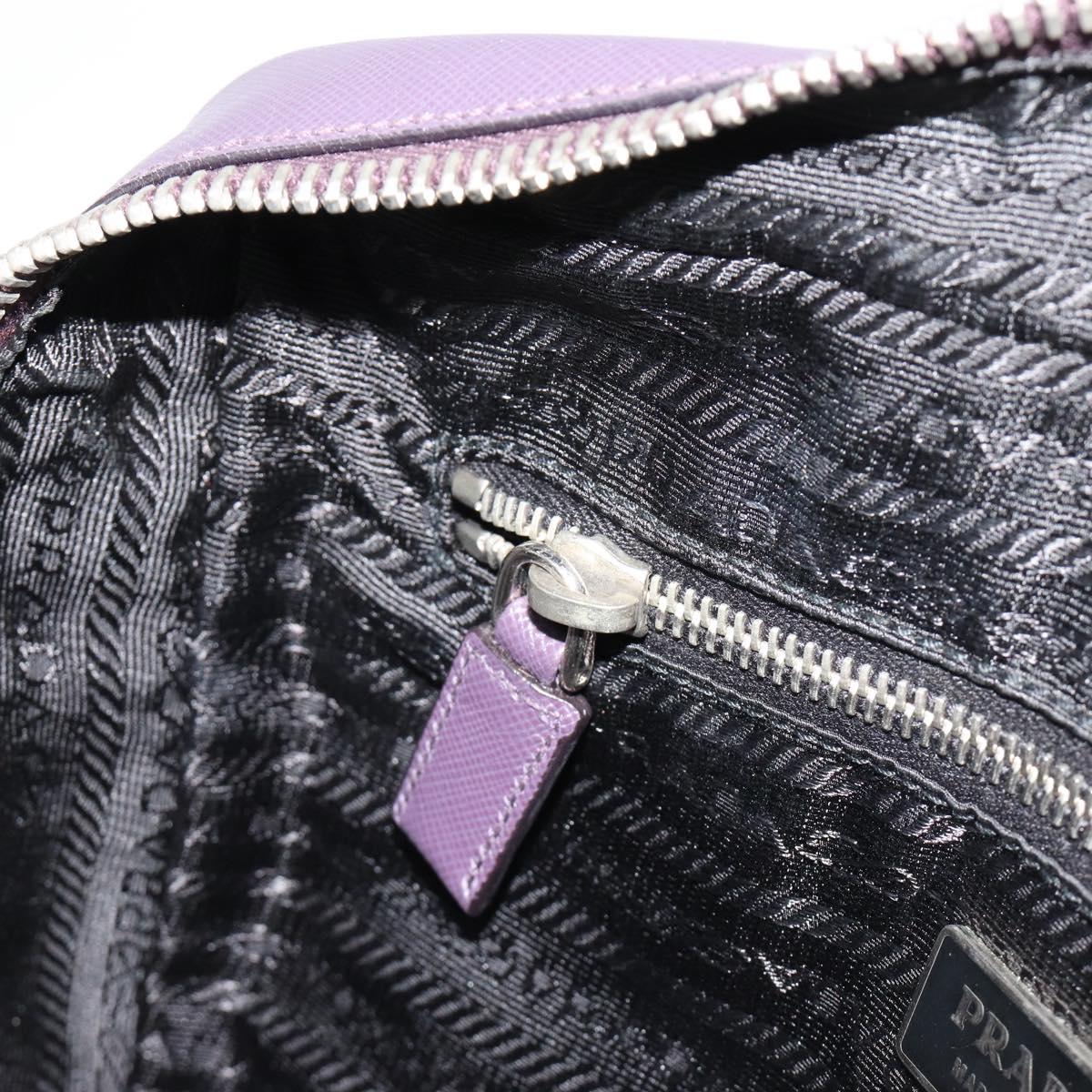 PRADA Hand Bag Safiano Leather Purple Silver Auth ep14648A