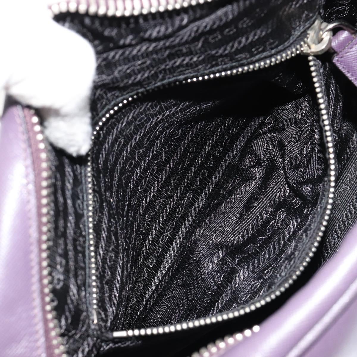 PRADA Hand Bag Safiano Leather Purple Silver Auth ep14648A