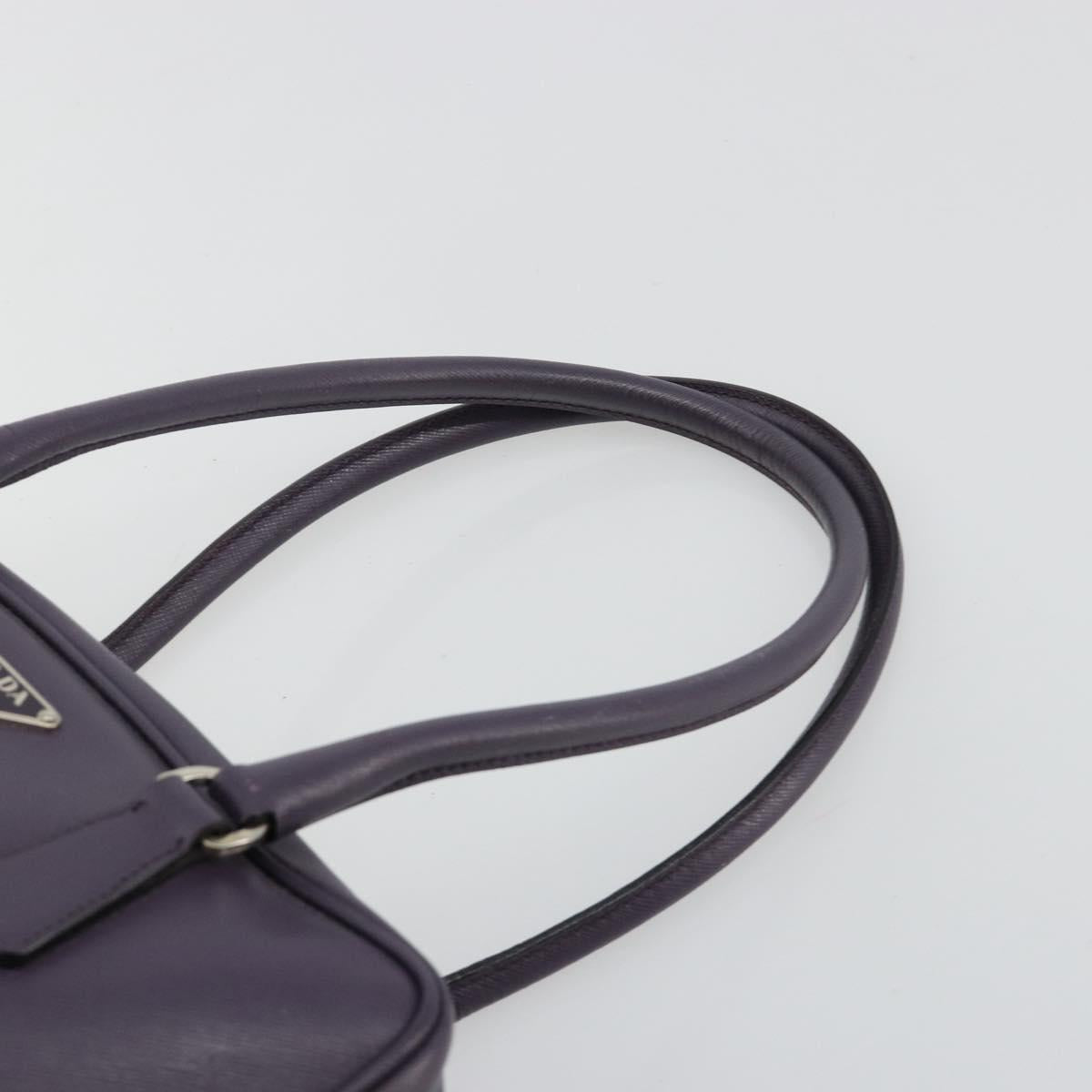 PRADA Hand Bag Safiano Leather Purple Silver Auth ep14648A