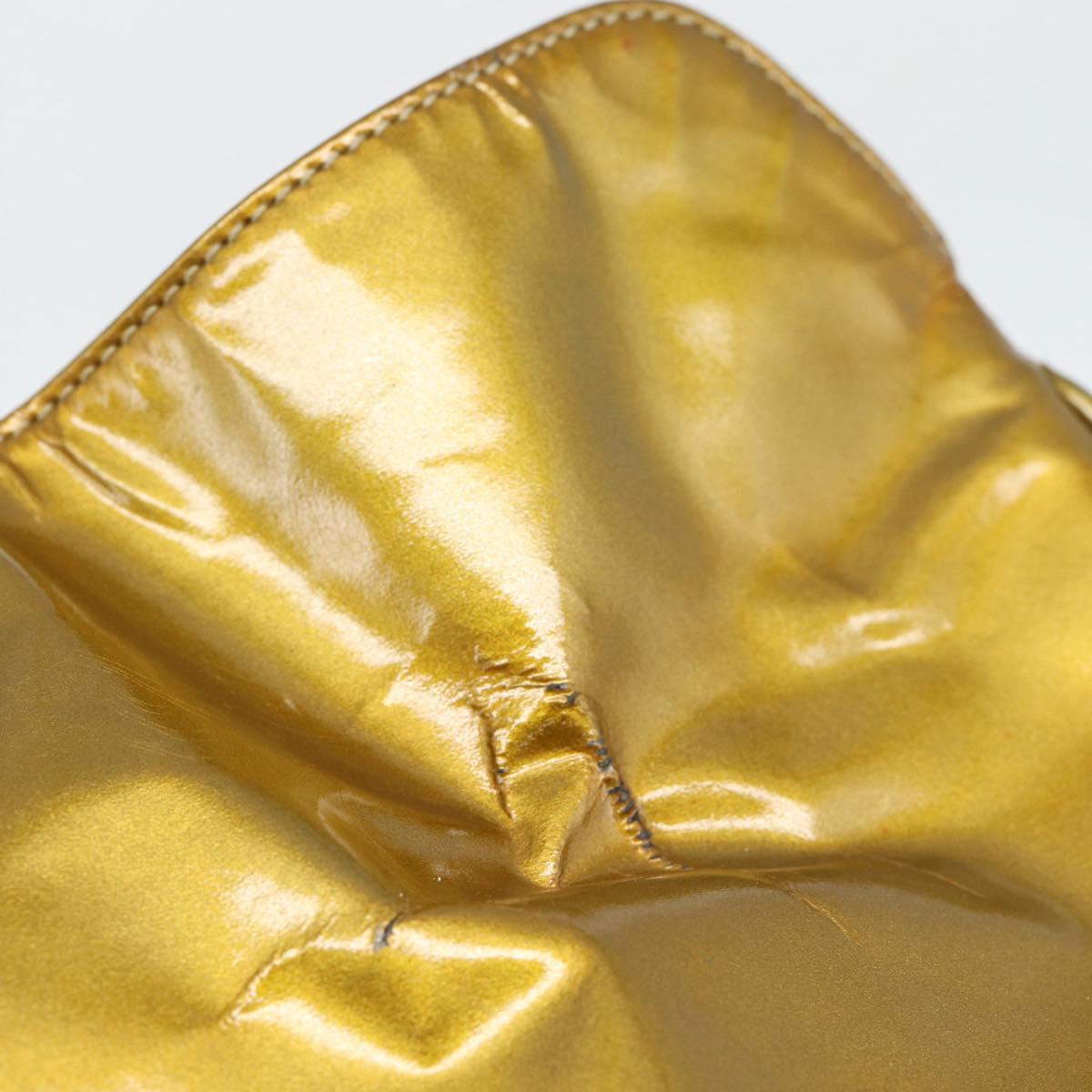 GUCCI Bamboo Hand Bag Patent leather Gold Auth ep14663