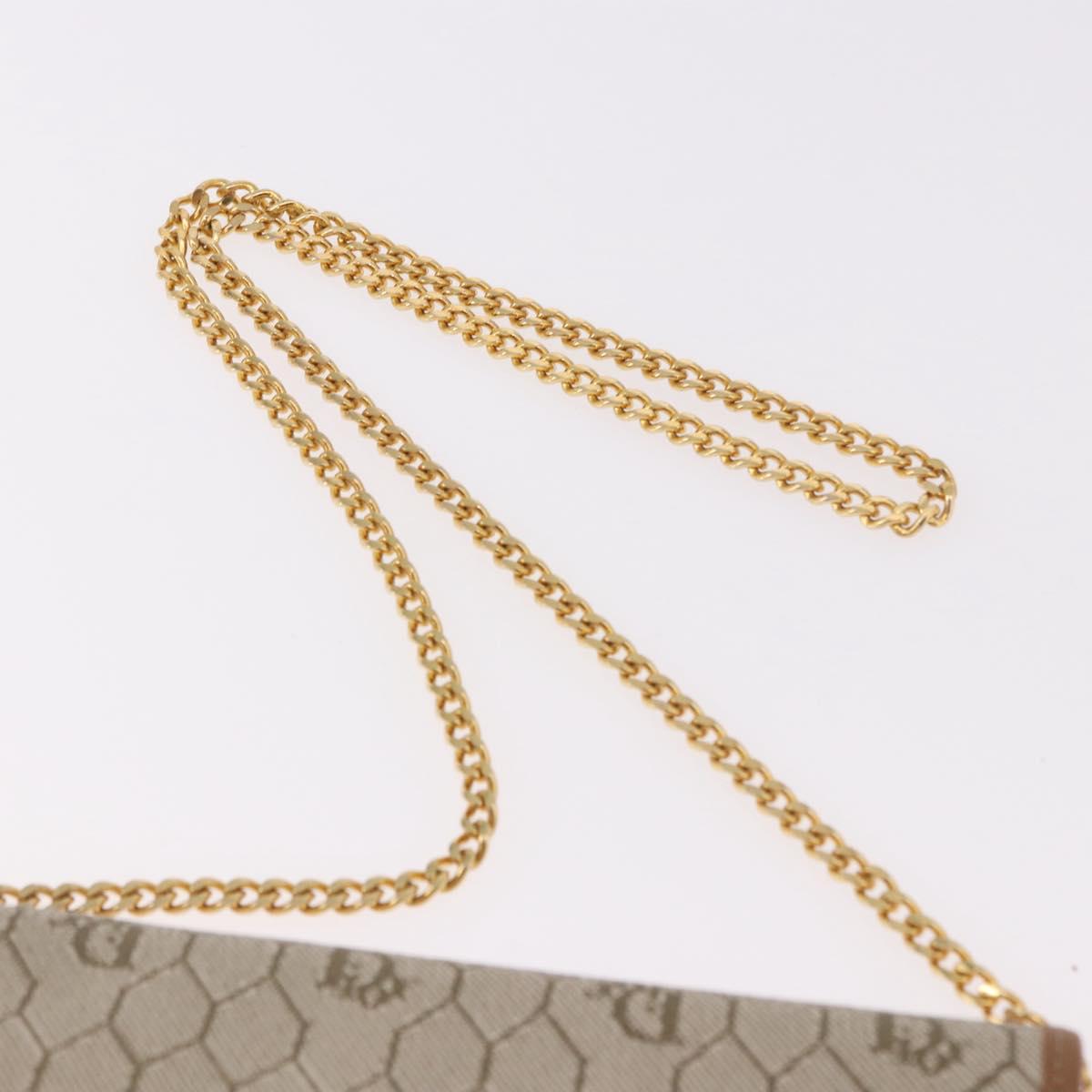 Christian Dior Honeycomb Canvas Chain Shoulder Bag PVC Black Gold Auth ep14665