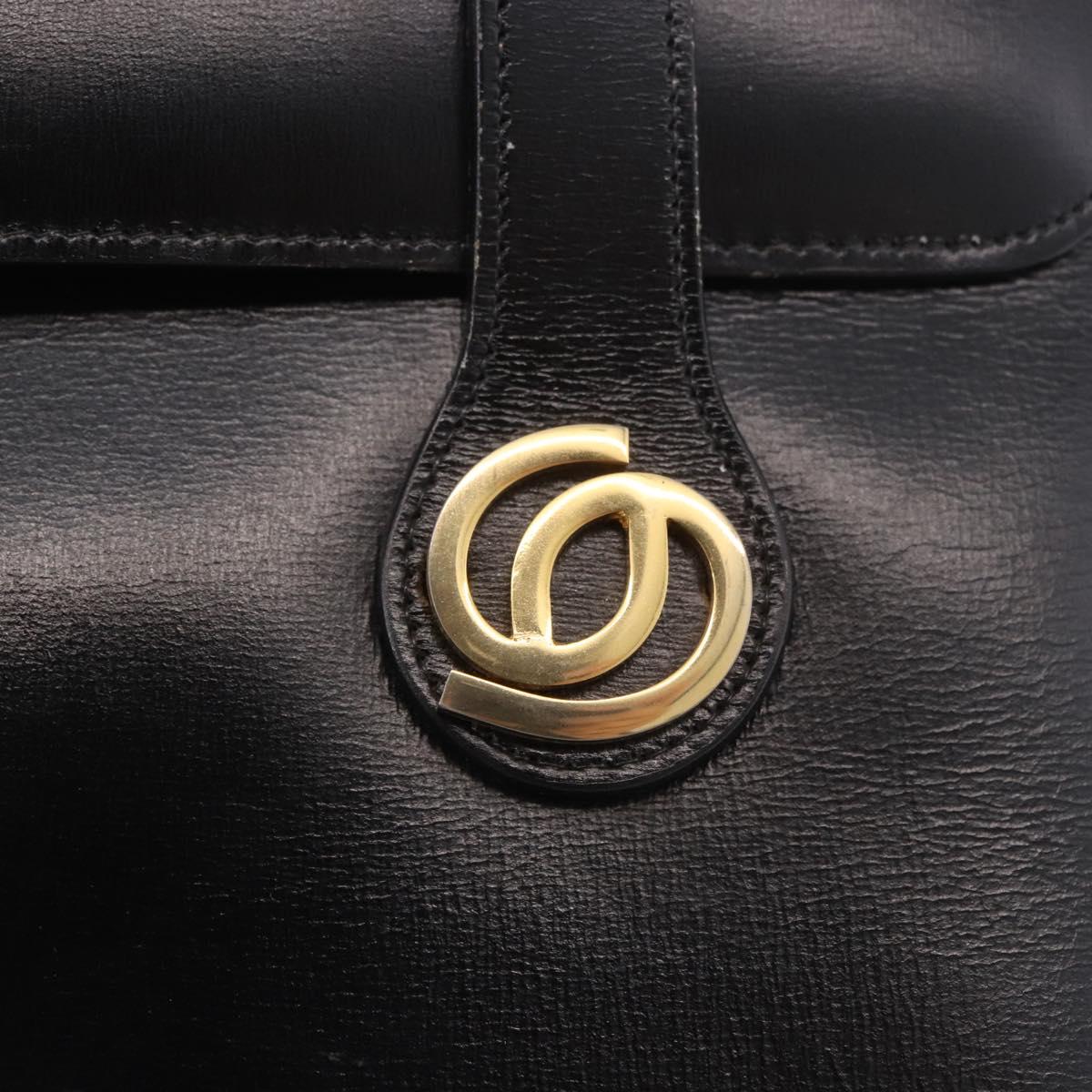 Christian Dior Hand Bag Leather Black Gold Auth ep14672