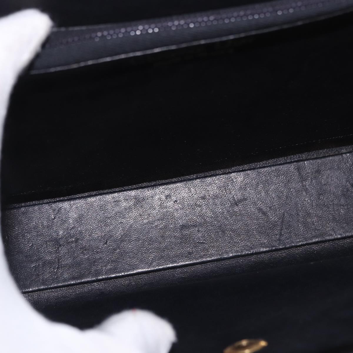 Christian Dior Hand Bag Leather Black Gold Auth ep14672