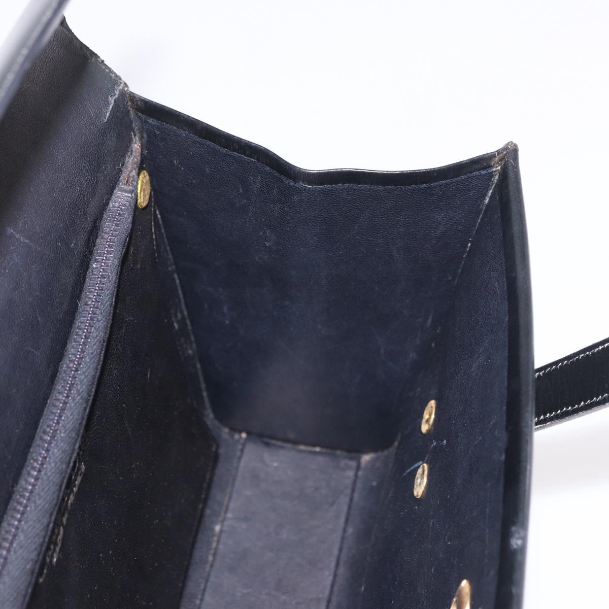 Christian Dior Hand Bag Leather Black Gold Auth ep14672