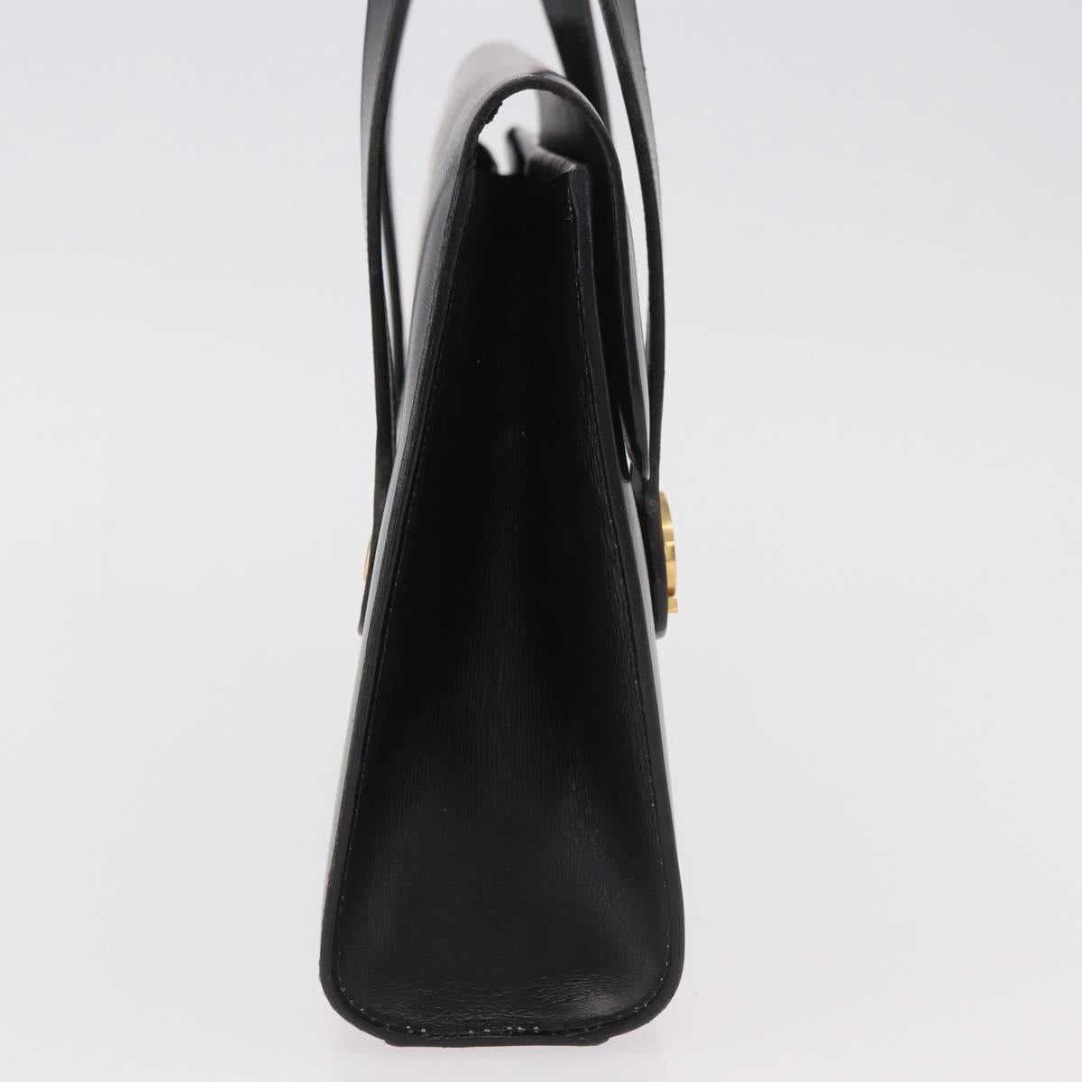 Christian Dior Hand Bag Leather Black Gold Auth ep14672