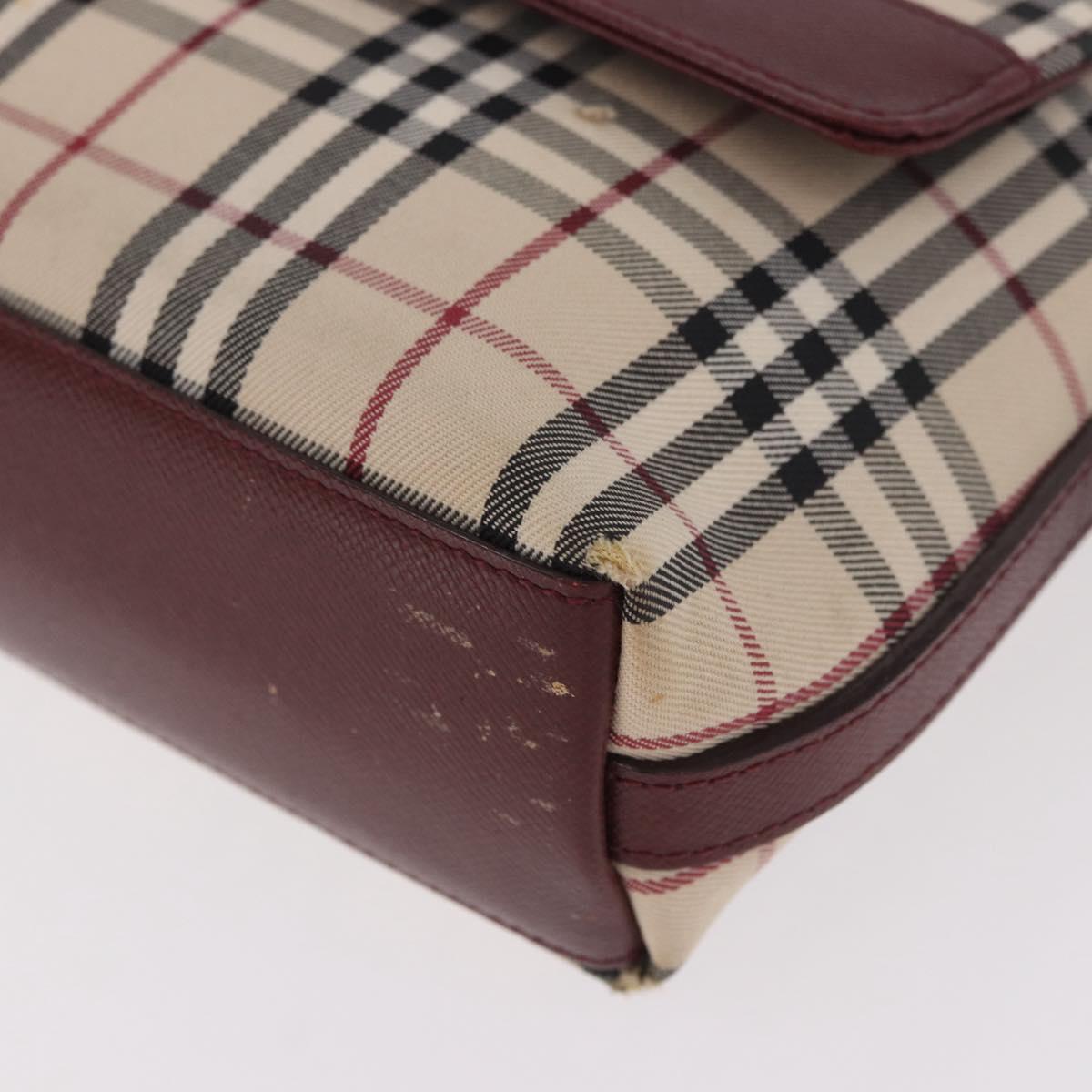 BURBERRY Nova Check Hand Bag Canvas Beige Gold Auth ep14673