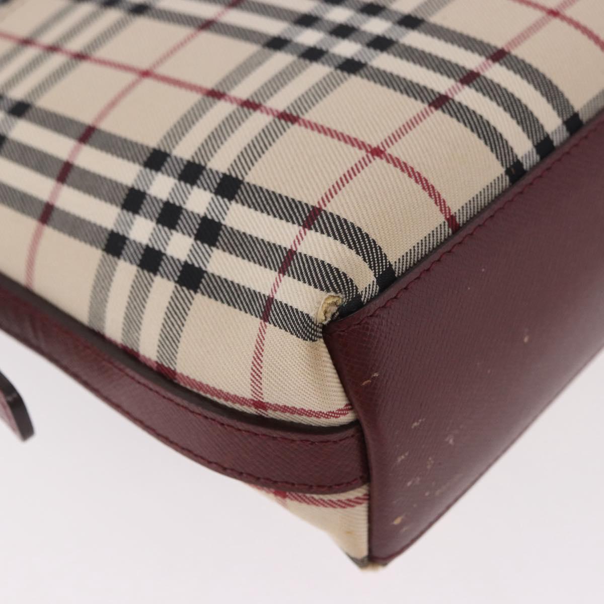 BURBERRY Nova Check Hand Bag Canvas Beige Gold Auth ep14673
