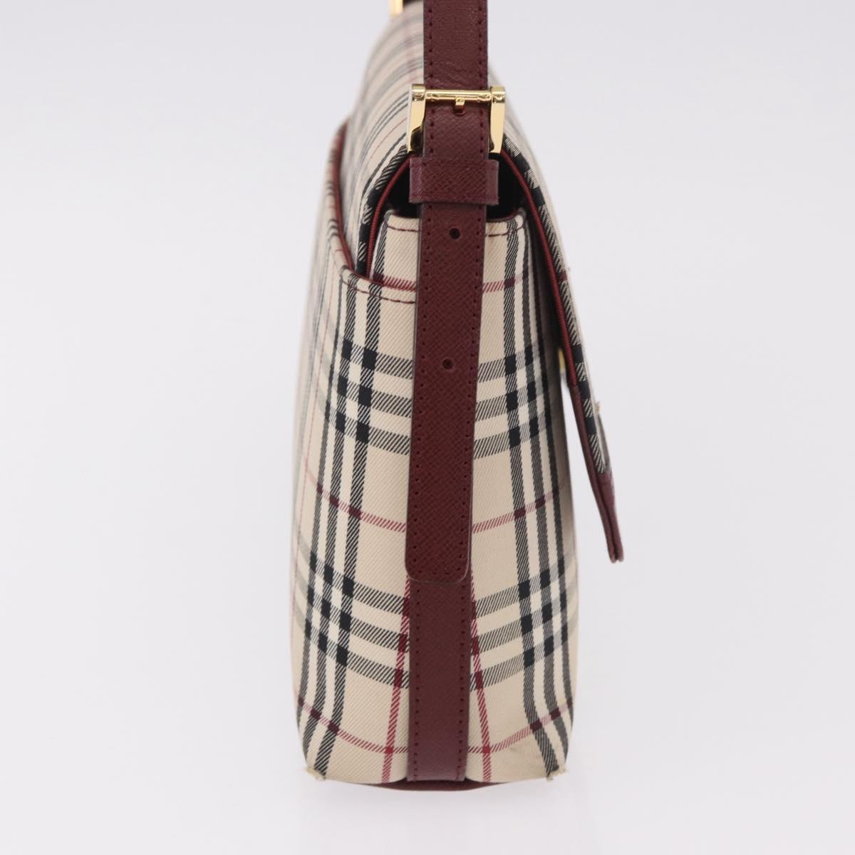 BURBERRY Nova Check Hand Bag Canvas Beige Gold Auth ep14673