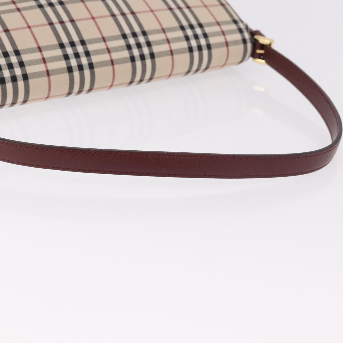 BURBERRY Nova Check Hand Bag Canvas Beige Gold Auth ep14673