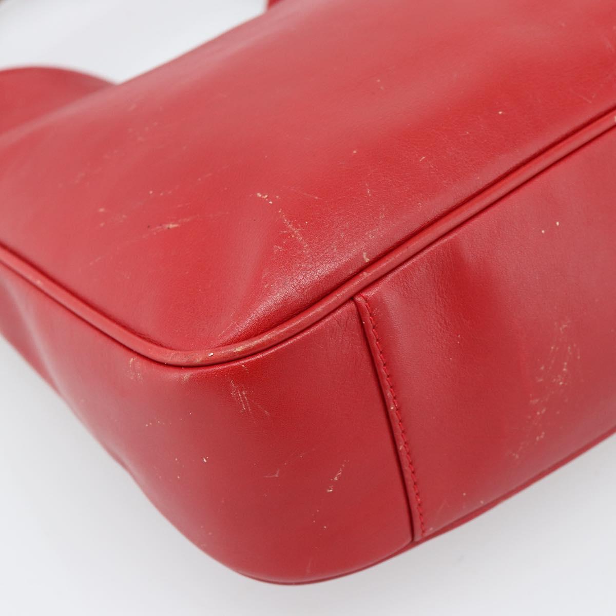 GUCCI Bamboo Hand Bag Leather 2way Red Gold Auth ep14677