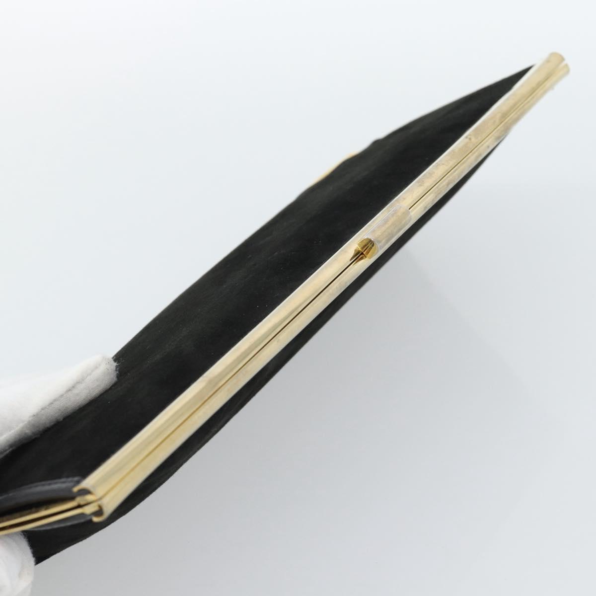 Christian Dior Clutch Bag Suede Black Gold Auth ep14678
