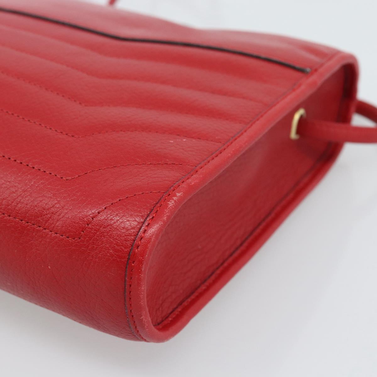 Christian Dior Shoulder Bag Leather Red Gold Auth ep14679