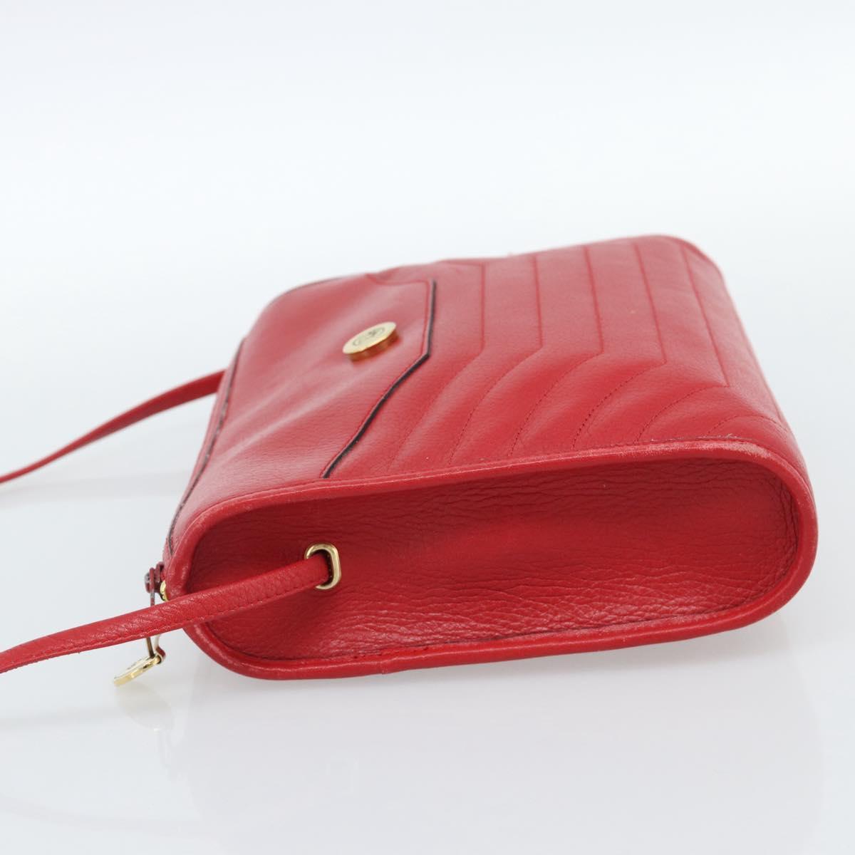 Christian Dior Shoulder Bag Leather Red Gold Auth ep14679