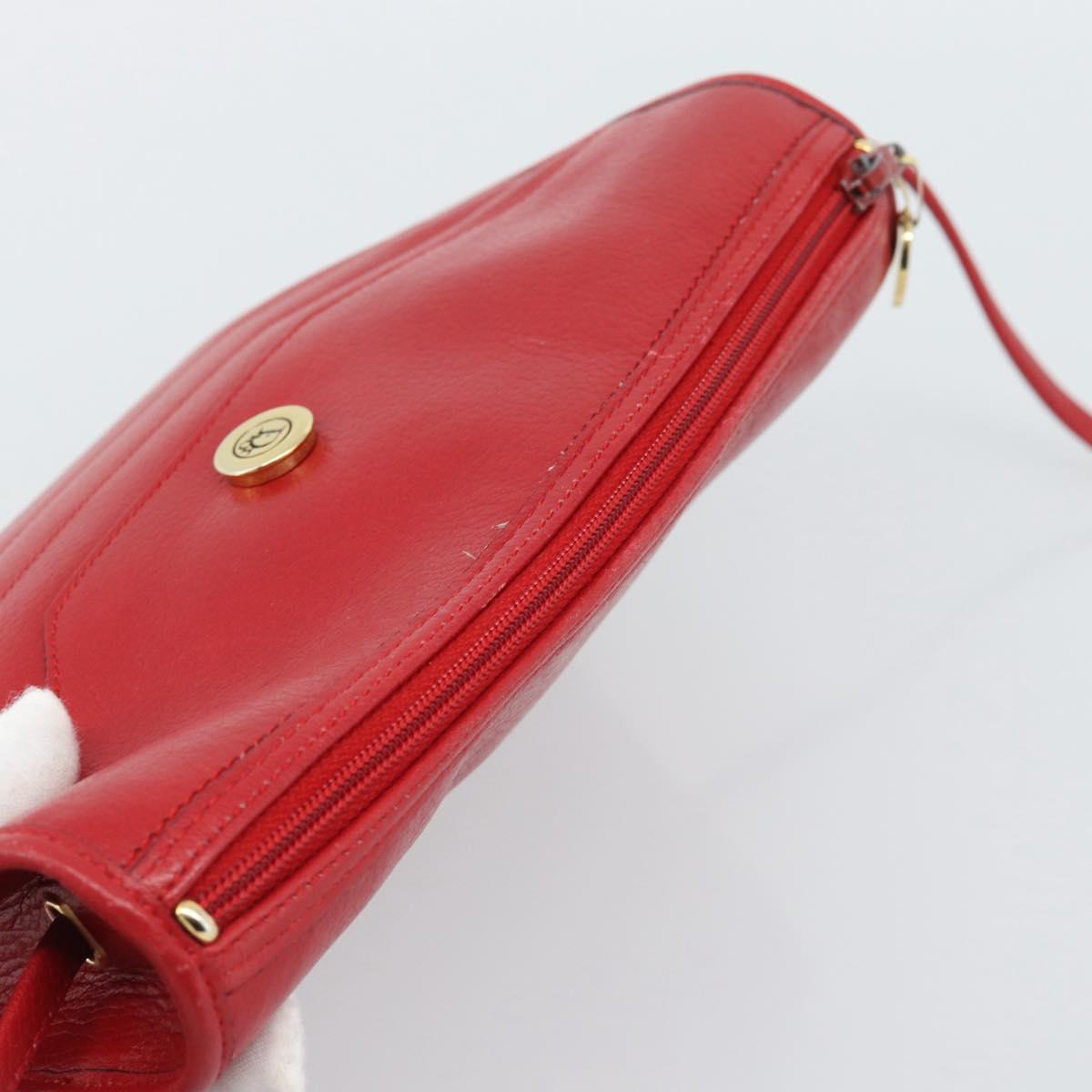 Christian Dior Shoulder Bag Leather Red Gold Auth ep14679