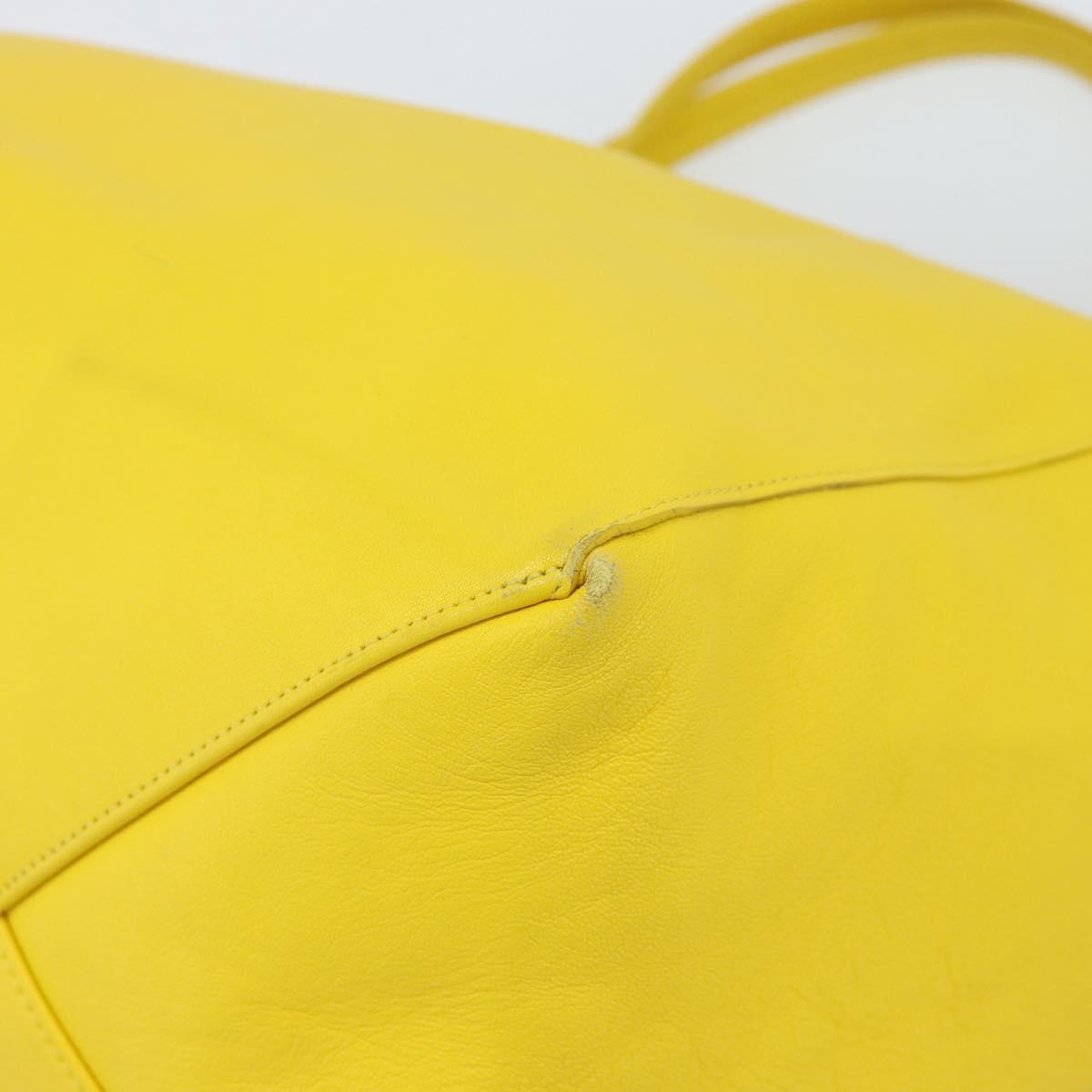 CELINE Horizontalkava Tote Bag Leather Yellow Gold Auth ep14681