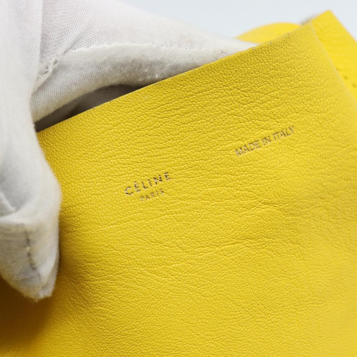 CELINE Horizontalkava Tote Bag Leather Yellow Gold Auth ep14681