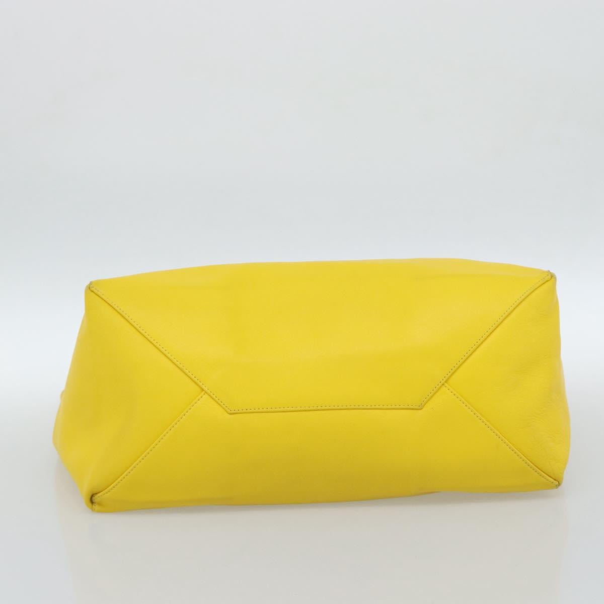 CELINE Horizontalkava Tote Bag Leather Yellow Gold Auth ep14681
