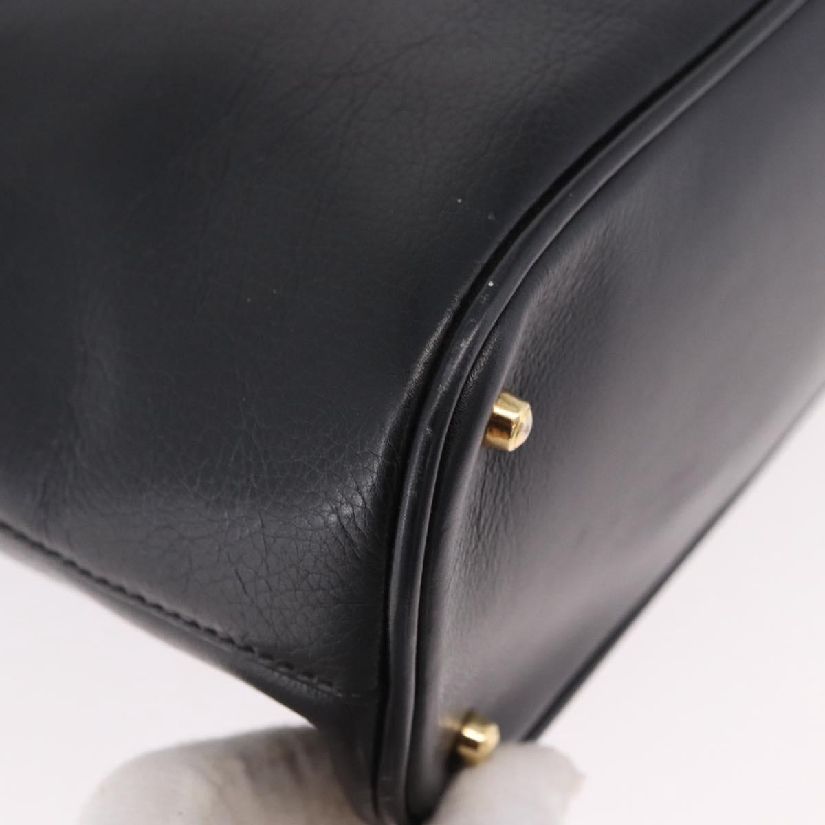 GUCCI Bamboo Hand Bag Leather 2way Black Gold 000 1186 0289 Auth ep14685