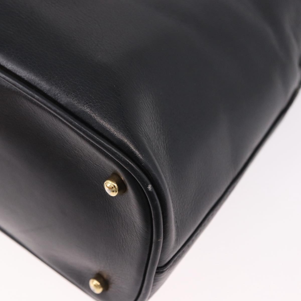 GUCCI Bamboo Hand Bag Leather 2way Black Gold 000 1186 0289 Auth ep14685