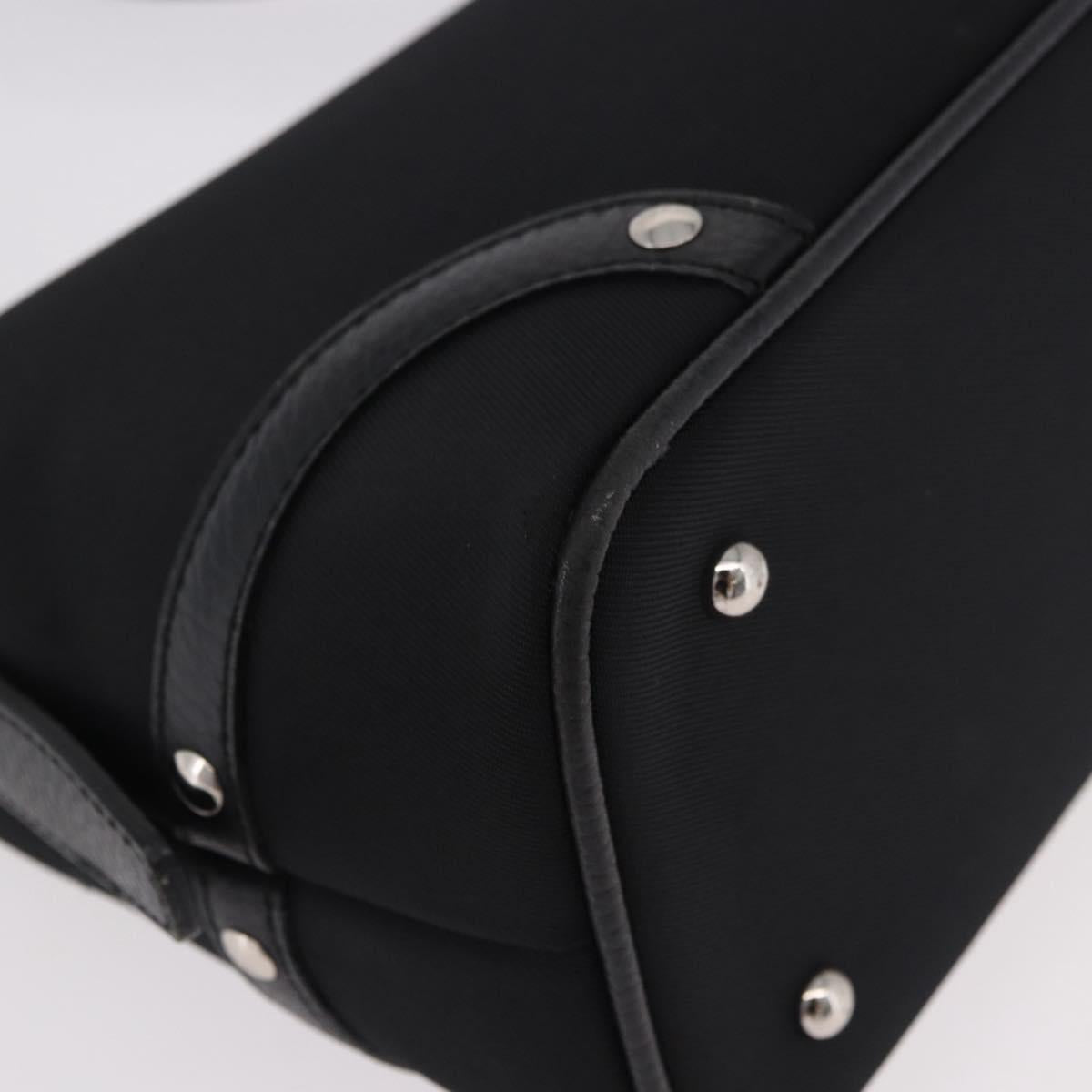 BURBERRY Nova Check Hand Bag Canvas Black Silver Auth ep14686V