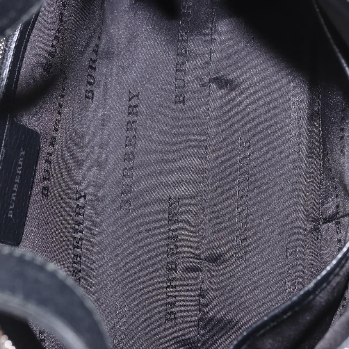 BURBERRY Nova Check Hand Bag Canvas Black Silver Auth ep14686V
