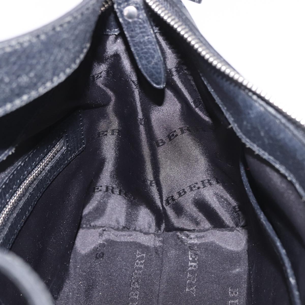BURBERRY Nova Check Hand Bag Canvas Black Silver Auth ep14686V