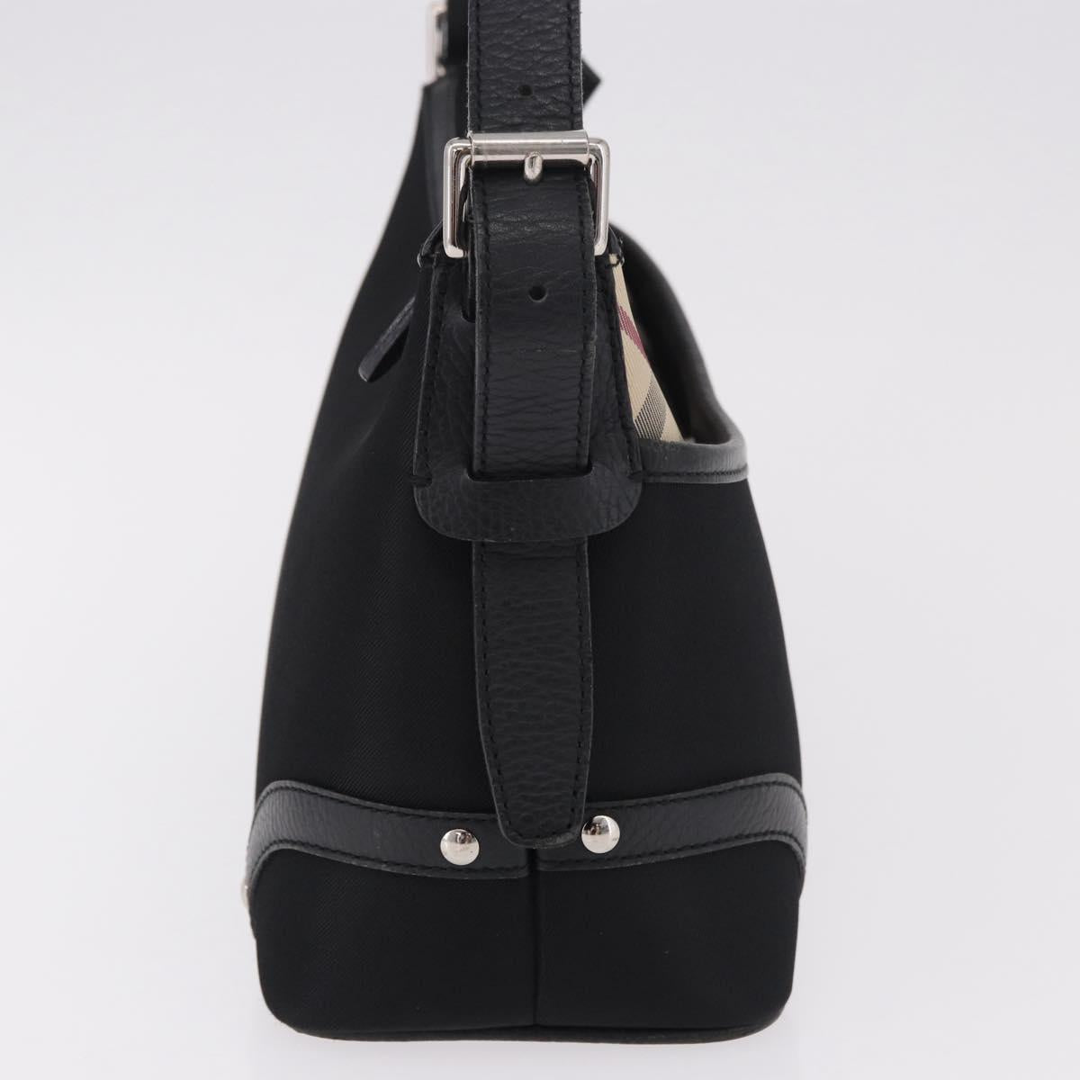 BURBERRY Nova Check Hand Bag Canvas Black Silver Auth ep14686V